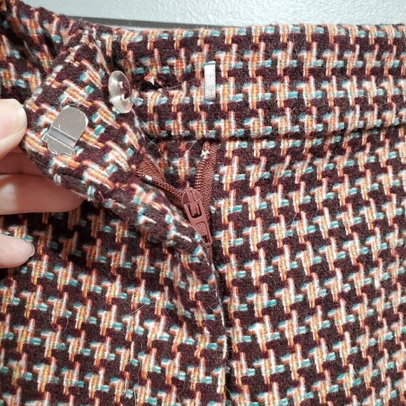 ModCloth Women's Brown Wide Leg Geometric Wool Blend Retro Trouser Pants Sz 2 - Picture 7 of 16